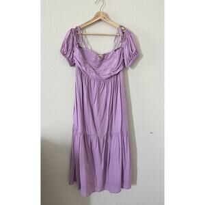 Universal Thread Puff Short Sleeve A-Line Dress Off Shoulder Purple Small NWOT